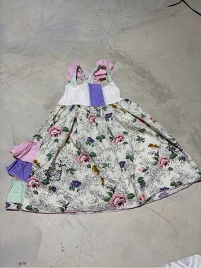 Olive mae boutique Dallas patchwork cat bird handmade dress 7/8